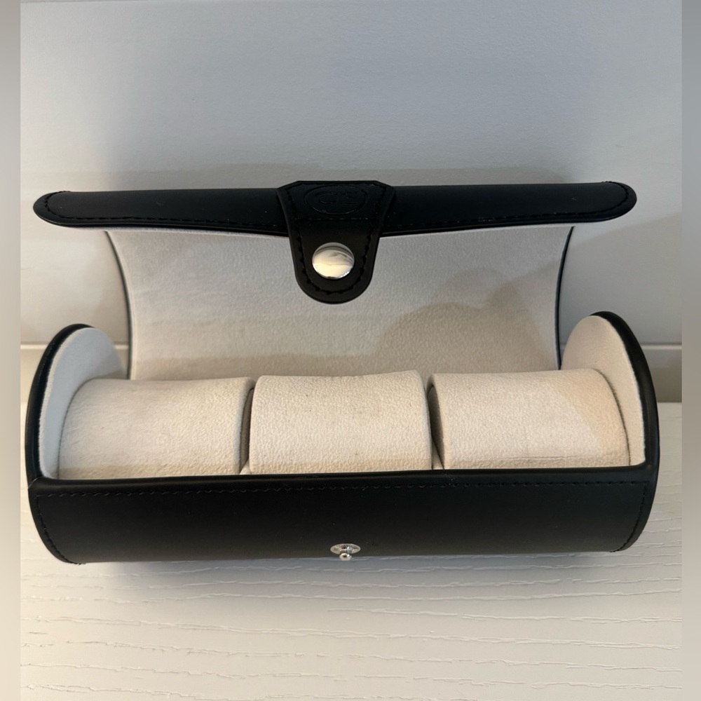 Luxury Automatic Watch Winder Black Leather Display Case Glass Top - Picture 10 of 10